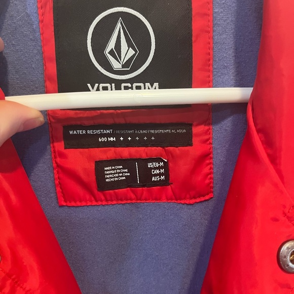 Volcom Coaches Jacket Red Size M snap button water resistant - Picture 3 of 9